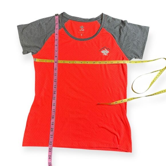 RABBIT Women’s Fiery Coral & Gray Raglan Short Sleeve EZ Tee Perf Top Size Small - Picture 9 of 9